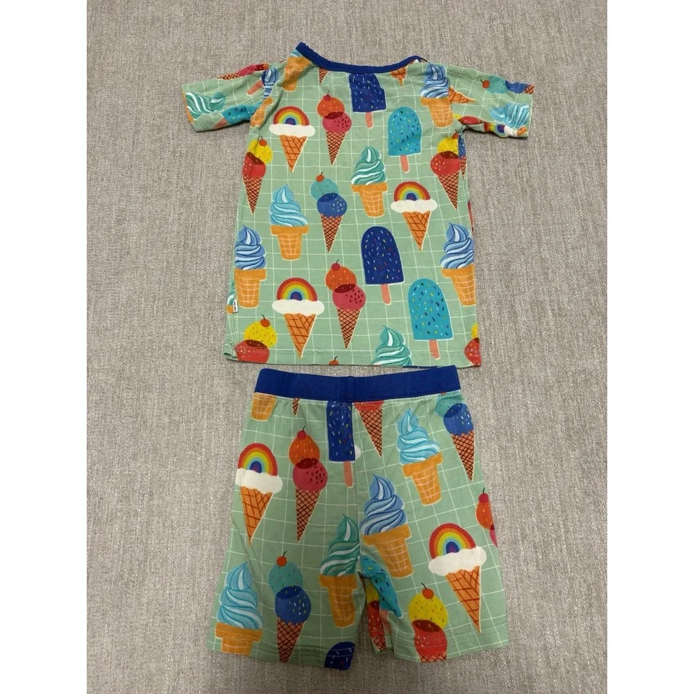 Little Sleepies Aqua Rainbow Sprinkles Bamboo 2 Piece Short Sleeve Set Size 3T